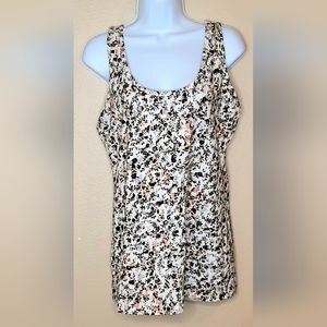 Maurices Tank Top sz. LG. Cream with black and pink flowers A5111322